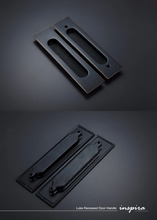 Load image into Gallery viewer, INSPIRA LIFESTYLES - Luke Recessed Door Handle, solid brass sliding door handle, grid-pattern door hardware, bronze door handle, black door handle, polished nickel door handle, modern interior hardware, post-modern door handle, commercial door handle, residential door handle, designer sliding door hardware