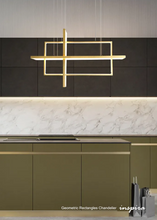 Load image into Gallery viewer, INSPIRA LIFESTYLES - Geometric Rectangles Chandelier, modern geometric chandelier, rectangular LED chandelier, architectural ceiling light, dining table chandelier, kitchen island lighting, contemporary interior lighting