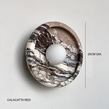 Load image into Gallery viewer, INSPIRA LIFESTYLES Elara Marble Wall Sconce natural jade onyx marble stone wall light circular stone wall sconce frosted globe diffuser modern architectural lighting spa bathroom wall light luxury hospitality wall lighting minimalist stone wall fixture