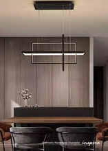 Load image into Gallery viewer, INSPIRA LIFESTYLES - Geometric Rectangles Chandelier, modern geometric chandelier, rectangular LED chandelier, architectural ceiling light, dining table chandelier, kitchen island lighting, contemporary interior lighting