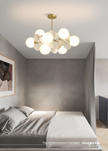 Load image into Gallery viewer, INSPIRA LIFESTYLES - Pop-Art Monochrome Chandelier, sculptural globe chandelier, monochrome modern lighting, molecular chandelier design, white contemporary chandelier, artistic LED pendant lighting