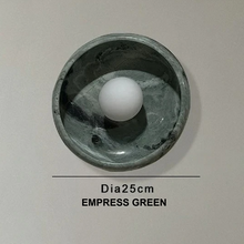 Load image into Gallery viewer, INSPIRA LIFESTYLES Elara Marble Wall Sconce natural jade onyx marble stone wall light circular stone wall sconce frosted globe diffuser modern architectural lighting spa bathroom wall light luxury hospitality wall lighting minimalist stone wall fixture