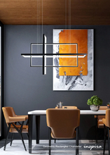 Load image into Gallery viewer, INSPIRA LIFESTYLES - Geometric Rectangles Chandelier, modern geometric chandelier, rectangular LED chandelier, architectural ceiling light, dining table chandelier, kitchen island lighting, contemporary interior lighting
