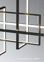 Load image into Gallery viewer, INSPIRA LIFESTYLES - Geometric Rectangles Chandelier, modern geometric chandelier, rectangular LED chandelier, architectural ceiling light, dining table chandelier, kitchen island lighting, contemporary interior lighting