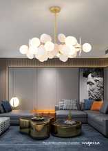 Load image into Gallery viewer, INSPIRA LIFESTYLES - Pop-Art Monochrome Chandelier, sculptural globe chandelier, monochrome modern lighting, molecular chandelier design, white contemporary chandelier, artistic LED pendant lighting