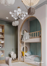 Load image into Gallery viewer, INSPIRA LIFESTYLES - Pop-Art Monochrome Chandelier, sculptural globe chandelier, monochrome modern lighting, molecular chandelier design, white contemporary chandelier, artistic LED pendant lighting