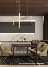 Load image into Gallery viewer, INSPIRA LIFESTYLES - Geometric Rectangles Chandelier, modern geometric chandelier, rectangular LED chandelier, architectural ceiling light, dining table chandelier, kitchen island lighting, contemporary interior lighting