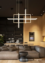 Load image into Gallery viewer, INSPIRA LIFESTYLES - Geometric Rectangles Chandelier, modern geometric chandelier, rectangular LED chandelier, architectural ceiling light, dining table chandelier, kitchen island lighting, contemporary interior lighting