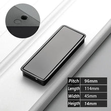 Load image into Gallery viewer, INSPIRA LIFESTYLES | Aero Flush Pull Handles, flush-mounted pull handles, minimalist cabinet hardware, zinc alloy drawer pulls, push-flap mechanism, contemporary kitchen handles, hidden installation hardware, modern wardrobe pulls, space-saving cabinet handles, sleek bathroom hardware, matte black, brushed gold, grey finishes, seamless design, durable drawer pulls, modern interior design, streamlined aesthetics, embedded cabinet pulls, touch-to-open handles