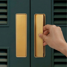 Load image into Gallery viewer, INSPIRA LIFESTYLES | Aero Flush Pull Handles, flush-mounted pull handles, minimalist cabinet hardware, zinc alloy drawer pulls, push-flap mechanism, contemporary kitchen handles, hidden installation hardware, modern wardrobe pulls, space-saving cabinet handles, sleek bathroom hardware, matte black, brushed gold, grey finishes, seamless design, durable drawer pulls, modern interior design, streamlined aesthetics, embedded cabinet pulls, touch-to-open handles