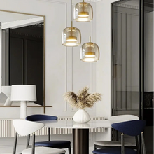 Load image into Gallery viewer, Altura Glass Pendant | INSPIRA LIFESTYLES - amber glass pendant light, smoked glass lighting, modern pendant light, farmhouse pendant light, industrial lighting, kitchen island lighting, bedside pendant light, dining room pendant, minimalist lighting, cluster pendant lights, glass hanging light, residential lighting, hospitality lighting, transitional lighting, contemporary glass pendant, modern light fixtures, modern lighting