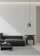 Load image into Gallery viewer, Altura Glass Pendant | INSPIRA LIFESTYLES - amber glass pendant light, smoked glass lighting, modern pendant light, farmhouse pendant light, industrial lighting, kitchen island lighting, bedside pendant light, dining room pendant, minimalist lighting, cluster pendant lights, glass hanging light, residential lighting, hospitality lighting, transitional lighting, contemporary glass pendant, modern light fixtures, modern lighting