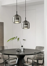 Load image into Gallery viewer, Altura Glass Pendant | INSPIRA LIFESTYLES - amber glass pendant light, smoked glass lighting, modern pendant light, farmhouse pendant light, industrial lighting, kitchen island lighting, bedside pendant light, dining room pendant, minimalist lighting, cluster pendant lights, glass hanging light, residential lighting, hospitality lighting, transitional lighting, contemporary glass pendant, modern light fixtures, modern lighting