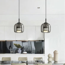Load image into Gallery viewer, Altura Glass Pendant | INSPIRA LIFESTYLES - amber glass pendant light, smoked glass lighting, modern pendant light, farmhouse pendant light, industrial lighting, kitchen island lighting, bedside pendant light, dining room pendant, minimalist lighting, cluster pendant lights, glass hanging light, residential lighting, hospitality lighting, transitional lighting, contemporary glass pendant, modern light fixtures, modern lighting