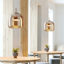 Load image into Gallery viewer, Altura Glass Pendant | INSPIRA LIFESTYLES - amber glass pendant light, smoked glass lighting, modern pendant light, farmhouse pendant light, industrial lighting, kitchen island lighting, bedside pendant light, dining room pendant, minimalist lighting, cluster pendant lights, glass hanging light, residential lighting, hospitality lighting, transitional lighting, contemporary glass pendant, modern light fixtures, modern lighting