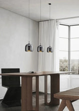 Load image into Gallery viewer, Altura Glass Pendant | INSPIRA LIFESTYLES - amber glass pendant light, smoked glass lighting, modern pendant light, farmhouse pendant light, industrial lighting, kitchen island lighting, bedside pendant light, dining room pendant, minimalist lighting, cluster pendant lights, glass hanging light, residential lighting, hospitality lighting, transitional lighting, contemporary glass pendant, modern light fixtures, modern lighting