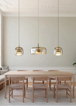 Load image into Gallery viewer, Altura Glass Pendant | INSPIRA LIFESTYLES - amber glass pendant light, smoked glass lighting, modern pendant light, farmhouse pendant light, industrial lighting, kitchen island lighting, bedside pendant light, dining room pendant, minimalist lighting, cluster pendant lights, glass hanging light, residential lighting, hospitality lighting, transitional lighting, contemporary glass pendant, modern light fixtures, modern lighting