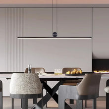 Load image into Gallery viewer, INSPIRA LIFESTYLES - Arlo Linear Pendant, Sleek Modern Chandelier, Reception Counter Light, Meeting Room Light, Office Lighting, Modern Pendant Light, Minimalist Design Light Fixture, Minimalist Strip Light, Modern LED Light, Kitchen Island Light, Dining Room Light, Dining Table Light, Sleek LED Light, Contemporary Home Lighting, Luxury Home Light, Modern Home Design Light, Contemporary Light Fixture, Conference Room Lighting, Black Timber Light, Black Suspended Pendant Light, Modern Chandelier, Linear LED
