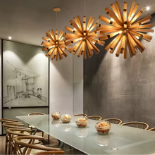 Load image into Gallery viewer, Inspira Lifestyles | Array Wooden Chandelier – Globe-shaped pendant light made from solid wood rods in Natural Ash or Dark Walnut, inspired by Japanese and vintage design, suitable for modern and classic interiors