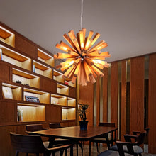 Load image into Gallery viewer, Inspira Lifestyles | Array Wooden Chandelier – Globe-shaped pendant light made from solid wood rods in Natural Ash or Dark Walnut, inspired by Japanese and vintage design, suitable for modern and classic interiors