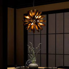 Load image into Gallery viewer, Inspira Lifestyles | Array Wooden Chandelier – Globe-shaped pendant light made from solid wood rods in Natural Ash or Dark Walnut, inspired by Japanese and vintage design, suitable for modern and classic interiors