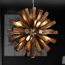 Load image into Gallery viewer, Inspira Lifestyles | Array Wooden Chandelier – Globe-shaped pendant light made from solid wood rods in Natural Ash or Dark Walnut, inspired by Japanese and vintage design, suitable for modern and classic interiors