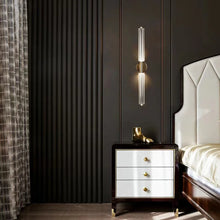 Load image into Gallery viewer, INSPIRA LIFESTYLES | Asterisk Light Sculptural glass pendant light with striped pattern from the Asterisk Light Series, cluster of tubular glass pendants forming a chandelier over stairwell, single striped glass pendant light styled beside bed, modern glass table lamp with striped detailing from the Asterisk Series, floor lamp with sculptural glass shade and minimalist base, high ceiling lighting installation featuring Asterisk pendant cluster, close-up of striped glass tubing on contemporary pendant light.