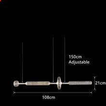 Load image into Gallery viewer, INSPIRA LIFESTYLES | Asterisk Light Sculptural glass pendant light with striped pattern from the Asterisk Light Series, cluster of tubular glass pendants forming a chandelier over stairwell, single striped glass pendant light styled beside bed, modern glass table lamp with striped detailing from the Asterisk Series, floor lamp with sculptural glass shade and minimalist base, high ceiling lighting installation featuring Asterisk pendant cluster, close-up of striped glass tubing on contemporary pendant light.