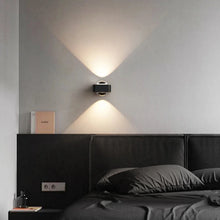 Load image into Gallery viewer, Inspira Lifestyles | Chiaro Wall Sconce with clear glass globe and minimalist Italian design, black/gold/white finish, featuring soft ambient up-and-down LED lighting, ideal for modern living rooms, bedrooms, hallways, and commercial interiors.