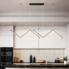 Load image into Gallery viewer, INSPIRA LIFESTYLES - Directions Minimalist Chandelier, LED chandelier, linear pendant light, modern ceiling light, black chandelier, gold chandelier, minimalist lighting, dining room light, kitchen island pendant, contemporary LED fixture, architectural chandelier