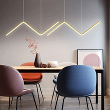 Load image into Gallery viewer, INSPIRA LIFESTYLES - Directions Minimalist Chandelier, LED chandelier, linear pendant light, modern ceiling light, black chandelier, gold chandelier, minimalist lighting, dining room light, kitchen island pendant, contemporary LED fixture, architectural chandelier