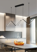 Load image into Gallery viewer, INSPIRA LIFESTYLES - Directions Minimalist Chandelier, LED chandelier, linear pendant light, modern ceiling light, black chandelier, gold chandelier, minimalist lighting, dining room light, kitchen island pendant, contemporary LED fixture, architectural chandelier