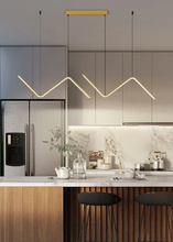 Load image into Gallery viewer, INSPIRA LIFESTYLES - Directions Minimalist Chandelier, LED chandelier, linear pendant light, modern ceiling light, black chandelier, gold chandelier, minimalist lighting, dining room light, kitchen island pendant, contemporary LED fixture, architectural chandelier
