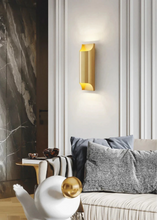 Load image into Gallery viewer, Inspira LIfestyles | Fold Wall Sconce – Modern Minimalist LED Light made of copper finished in Gold or Black