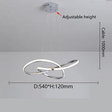 Load image into Gallery viewer, INSPIRA LIFESTYLES | Helia Twisted Pendant Light in chrome, polished gold, and matte black finishes, featuring a sculptural ribbon-like design, suspended with near-invisible wires to create a floating effect, perfect for modern interiors, dining rooms, stairwells, and contemporary living spaces, stylish lighting fixture, luxury pendant light, ambient illumination, contemporary ceiling lighting. Modern Chandelier, Minimalist Chandelier, Sculptural light, Dining table light, Living room light, LED Pendant