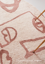 Load image into Gallery viewer, INSPIRA LIFESTYLES - Abstract Faces Round Area Rug, Miró-inspired rug, artistic round area rug, abstract art rug, modern statement rug, colourful round rug, creative interior flooring