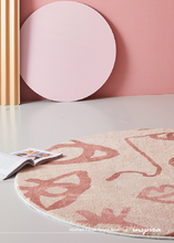 Load image into Gallery viewer, INSPIRA LIFESTYLES - Abstract Faces Round Area Rug, Miró-inspired rug, artistic round area rug, abstract art rug, modern statement rug, colourful round rug, creative interior flooring