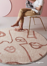 Load image into Gallery viewer, INSPIRA LIFESTYLES - Abstract Faces Round Area Rug, Miró-inspired rug, artistic round area rug, abstract art rug, modern statement rug, colourful round rug, creative interior flooring