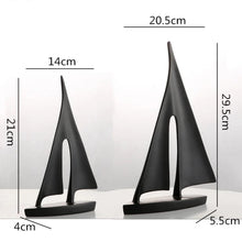 Load image into Gallery viewer, INSPIRA LIFESTYLES - Abstract Sailboat Sculpture, modern resin sailboat decor, minimalist tabletop sculpture, black white gold decorative object for shelving, contemporary office accent, modern home decor