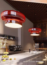 Load image into Gallery viewer, INSPIRA LIFESTYLES - Canto Tinted Glass Pendant, sculptural glass pendant light, layered tinted glass lighting, olive green glass pendant, plum glass pendant, rust glass pendant, modern interior lighting, designer glass pendant, hospitality lighting