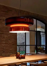 Load image into Gallery viewer, INSPIRA LIFESTYLES - Canto Tinted Glass Pendant, sculptural glass pendant light, layered tinted glass lighting, olive green glass pendant, plum glass pendant, rust glass pendant, modern interior lighting, designer glass pendant, hospitality lighting