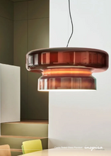 Load image into Gallery viewer, INSPIRA LIFESTYLES - Canto Tinted Glass Pendant, sculptural glass pendant light, layered tinted glass lighting, olive green glass pendant, plum glass pendant, rust glass pendant, modern interior lighting, designer glass pendant, hospitality lighting
