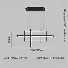 Load image into Gallery viewer, INSPIRA LIFESTYLES - Geometric Rectangles Chandelier, modern geometric chandelier, rectangular LED chandelier, architectural ceiling light, dining table chandelier, kitchen island lighting, contemporary interior lighting