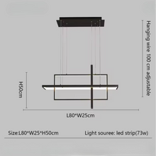 Load image into Gallery viewer, INSPIRA LIFESTYLES - Geometric Rectangles Chandelier, modern geometric chandelier, rectangular LED chandelier, architectural ceiling light, dining table chandelier, kitchen island lighting, contemporary interior lighting