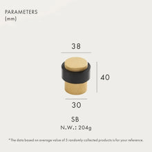 Load image into Gallery viewer, INSPIRA LIFESTYLES - Knurled Floor Door Stops featuring a crisscross diamond knurled pattern and protective rubber bumpers in Matte Black, Satin Brass and Antique Bronze.