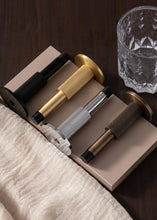 Load image into Gallery viewer, INSPIRA LIFESTYLES - Knurled Wall Door Stops with crisscross diamond-pattern detailing, adjustable length and rubber cushion pads in Matte Black, Satin Brass, Bright Chrome and Antique Bronze.