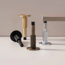 Load image into Gallery viewer, INSPIRA LIFESTYLES - Knurled Wall Door Stops with crisscross diamond-pattern detailing, adjustable length and rubber cushion pads in Matte Black, Satin Brass, Bright Chrome and Antique Bronze.