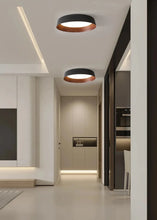 Load image into Gallery viewer, INSPIRA LIFESTYLES - Noar Ceiling Light, Scandinavian ceiling light, walnut-toned ceiling light, flush mount LED ceiling light, Nordic interior lighting, minimalist ceiling light, contemporary interior lighting, designer ceiling fixture