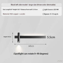 Load image into Gallery viewer, INSPIRA LIFESTYLES – Dueci Reading Wall Light, modern multi-directional reading light, up and down LED wall lamp, architectural bedside lighting, Italian minimalist wall sconce, contemporary wall light with adjustable head, 90 degree pivot reading sconce, dual directional wall fixture, bedroom reading light, living room accent lighting, hotel guest room lighting, solid copper wall light, gold wall light, black wall light, linear architectural sconce, linear wall light, linear LED wall light, wall sconce