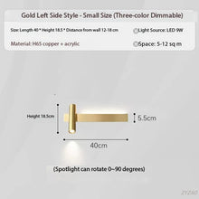 Load image into Gallery viewer, INSPIRA LIFESTYLES – Dueci Reading Wall Light, modern multi-directional reading light, up and down LED wall lamp, architectural bedside lighting, Italian minimalist wall sconce, contemporary wall light with adjustable head, 90 degree pivot reading sconce, dual directional wall fixture, bedroom reading light, living room accent lighting, hotel guest room lighting, solid copper wall light, gold wall light, black wall light, linear architectural sconce, linear wall light, linear LED wall light, wall sconce